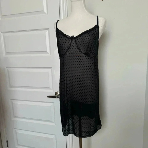 Heart printed mesh lingerie slip  dress M - Picture 3 of 6